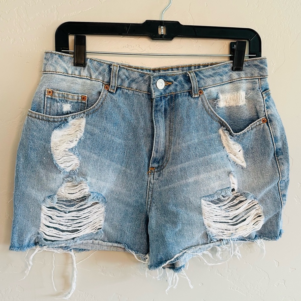 NEW Jean Shorts High Rise Distressed ASOS by Denim pimkie LIGHT WASH SZ 6 - Picture 4 of 16